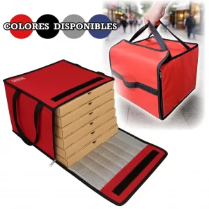 bolso termico delivery pizzas 6 cajas abrojo y cierres