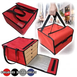 bolso termico delivery pizzas 4 cajas Termofood con abrojo y cierres