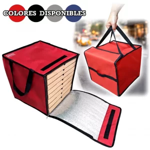 bolso termico delivery pizzas para 8 cajas con abrojo y cierres
