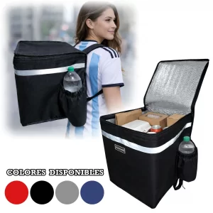mochila termica delivery con botelleros para bebidas