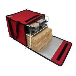 bolso termico delivery pizzas 6 cajas equipado con rejilla estructura parrilla delivery de viandas bebidas pizzas helado
