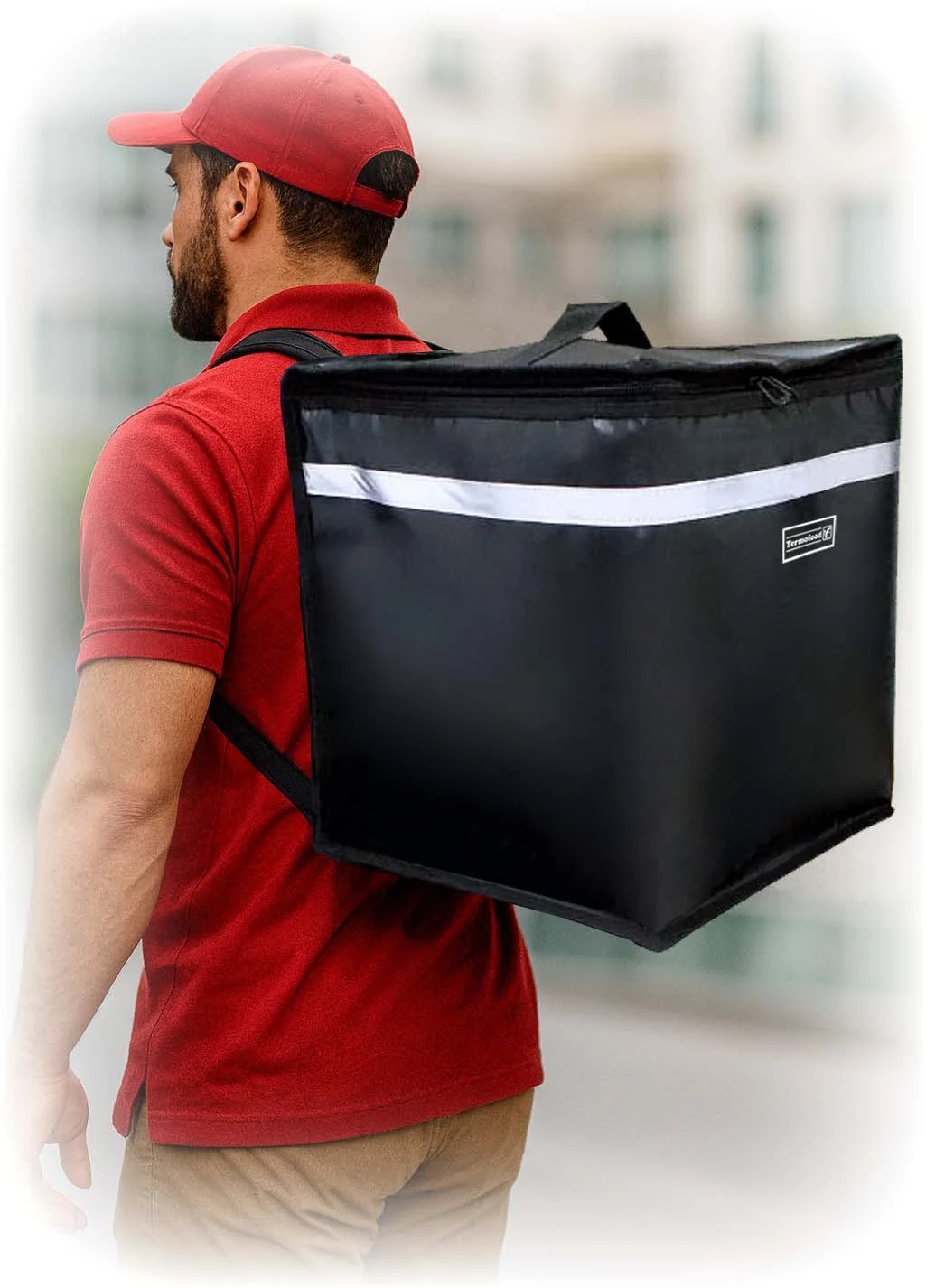 mochila termica delivery de carga por arriba hamburguesas tortas aplicaciones reparto pedidos