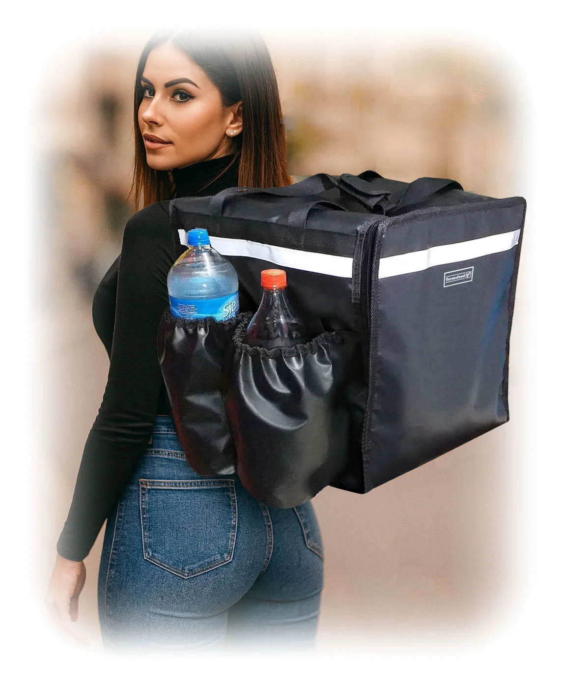 mochila bolso termico delivery con porta botellas Termofood