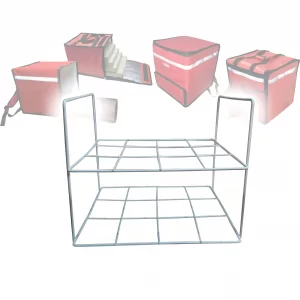 rejilla parrilla metalica estructura de un estante delivery pizzas helado hamburguesas bebidas panificados