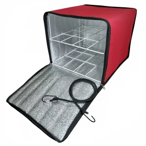 mochila termica delivery Termofood con rejilla de dos compartimientos y zuncho tensor