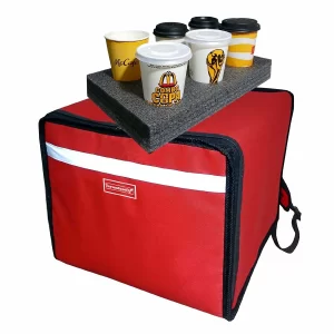mochila termica delivery reparto pedidos con portavasos termico de 6 vasos